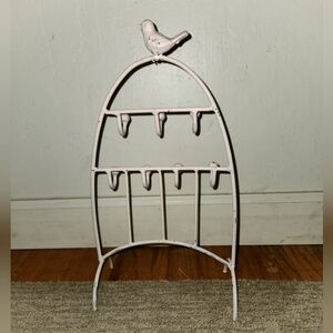Vintage Antique White Painted Iron Jewelry Rack
